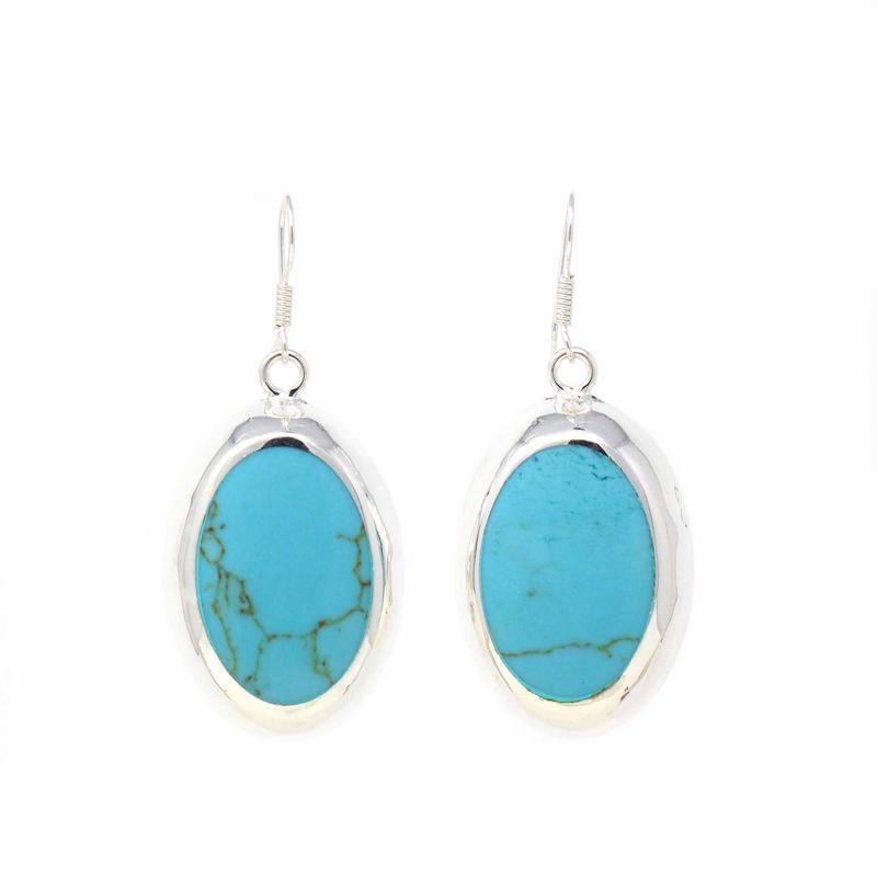 Earrings, Turquoise Ovals