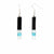 Long Rectangle Glass Dangle Earrings, Black Tie - Tili Glass