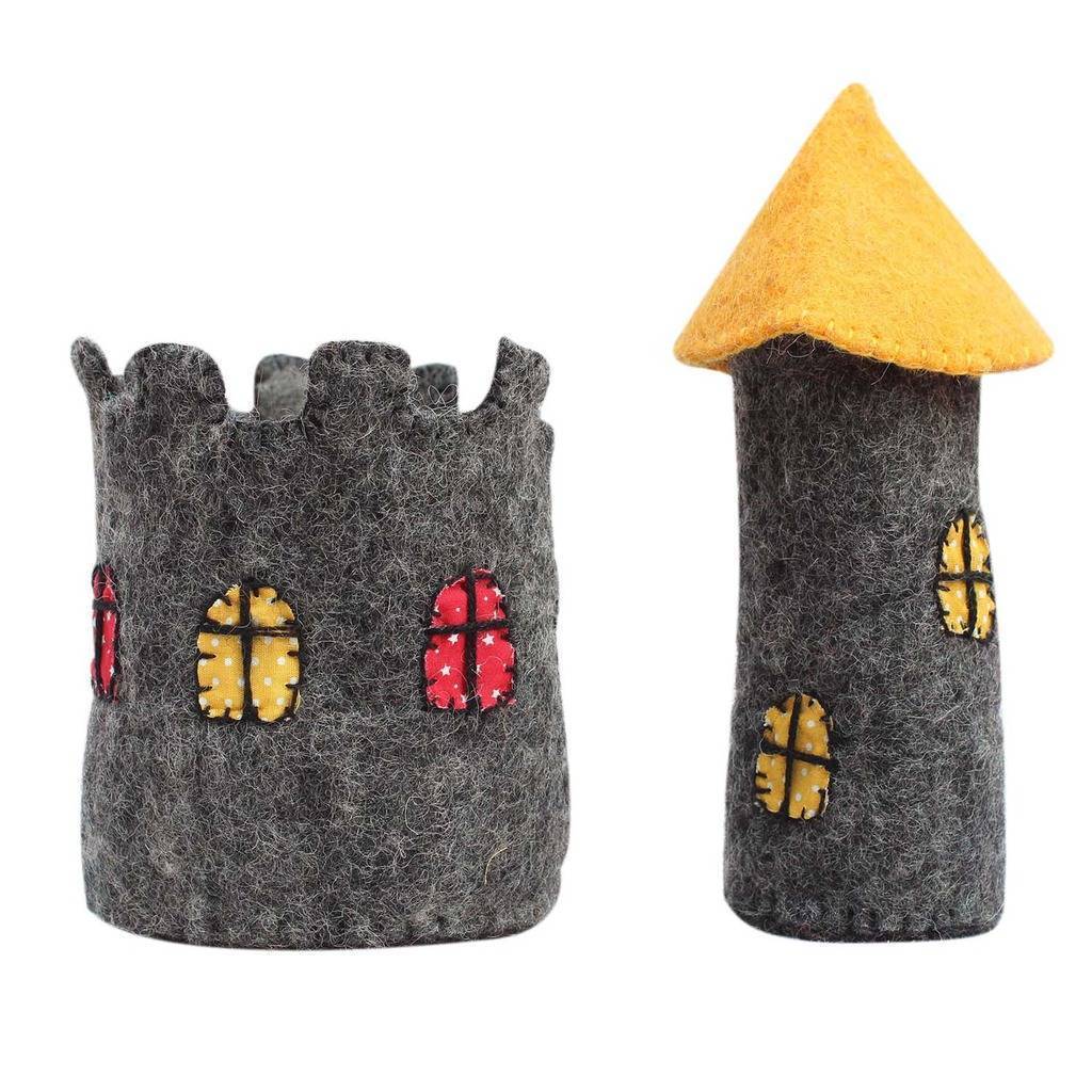 Castle (small) with Yellow Roofed Tower - Hand felted (IS)