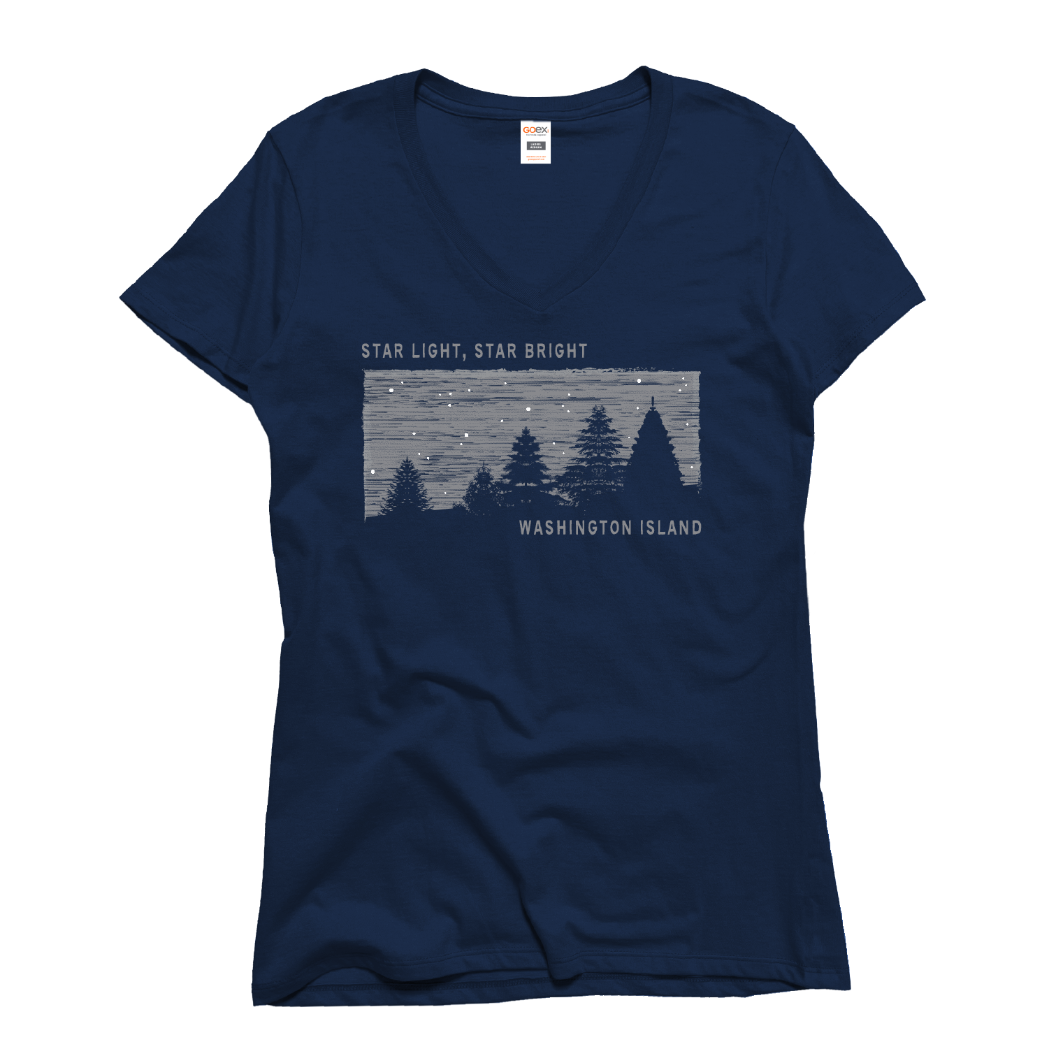 Star Light, Star Bright Washington Island Short Sleeve V Neck Navy Tee - ladies (IS)