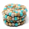 Sky Blue Felt Ball Coasters - Set of 4