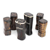 African Natural Bone Salt &amp; Pepper Shakers, White Etch Design on Dark