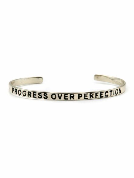 Progress Over Perfection Cuff - Silver