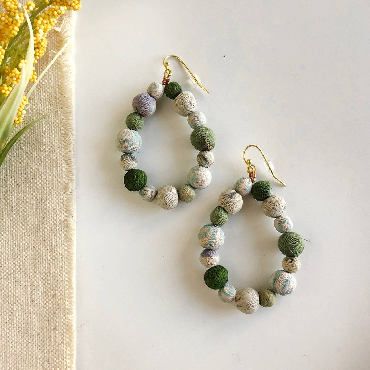 Kantha Waves Teardrop Earrings