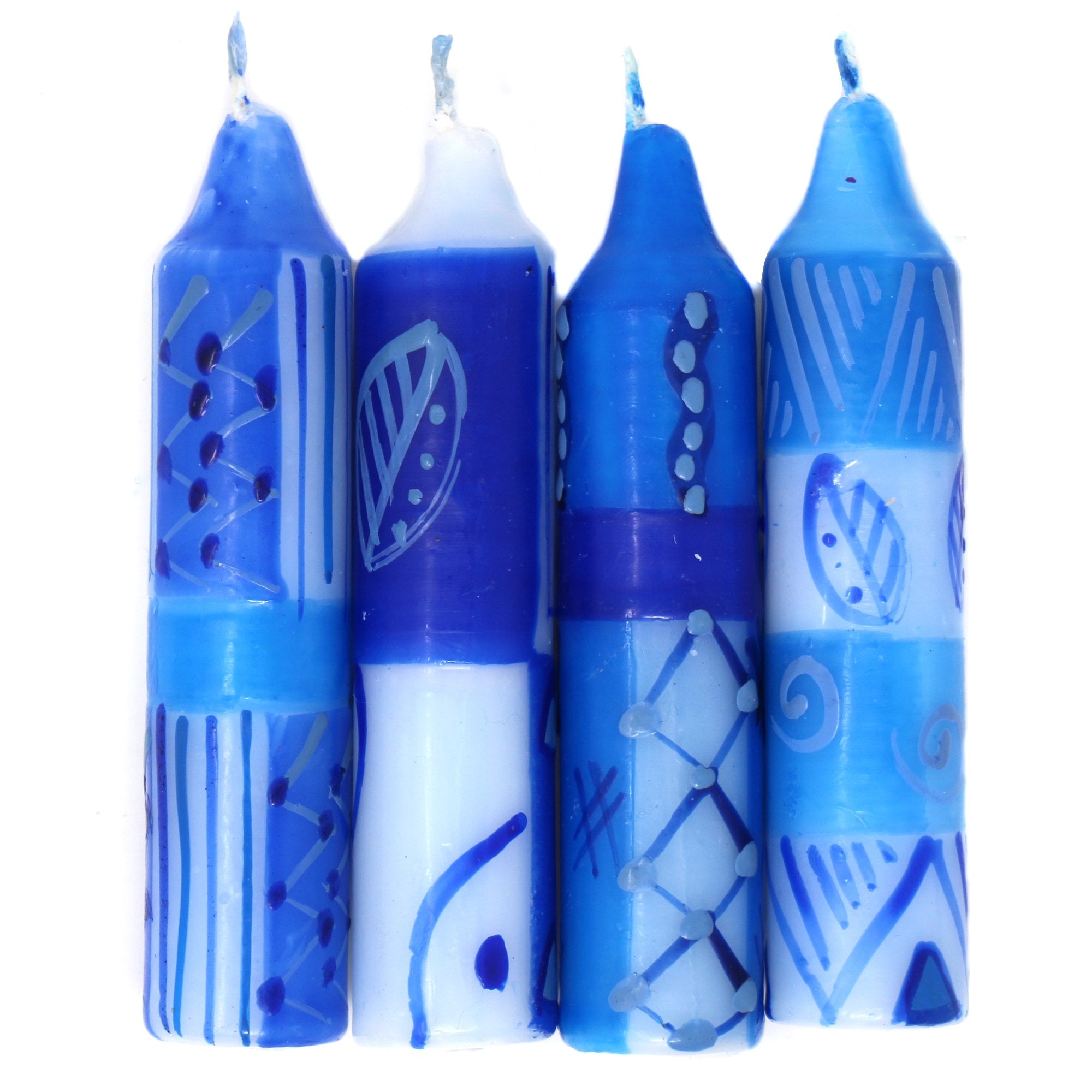 Hand-Painted 4" Dinner or Shabbat Candles, Set of 4  (Feruzi Design)