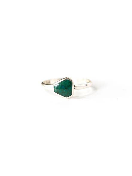 Geometric Stone Sterling Ring - Sea Green Chrysoco