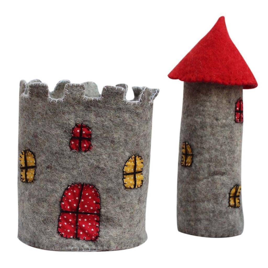 Castle (large) with Red Roofed Tower - Hand felted (IS)