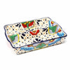 Handmade Pottery 9&quot; Divided Platter, Dots &amp; Flowers - Encantada