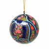 Handpainted Ornaments, Coral &amp; Blue Floral - Pack of 3