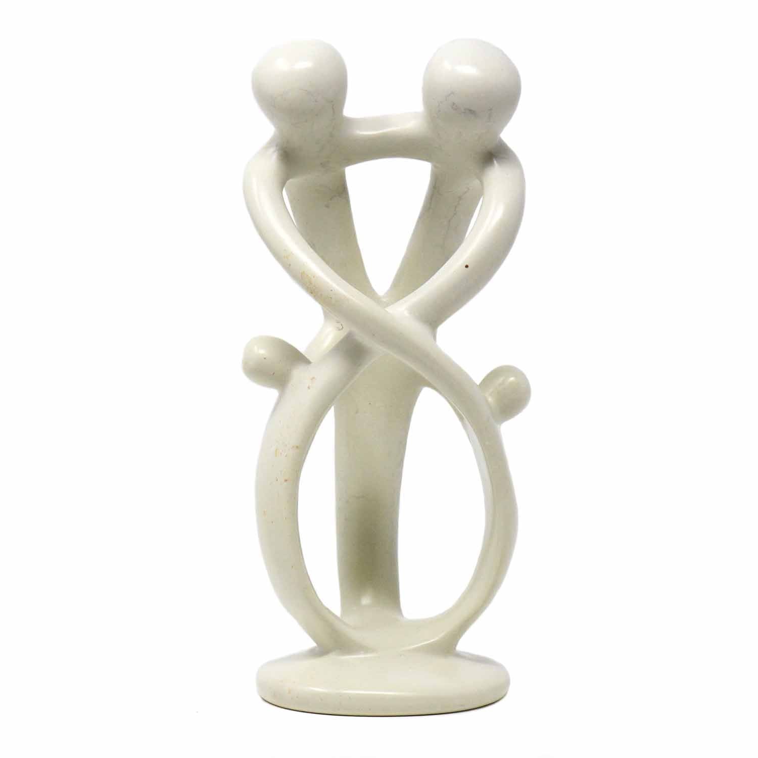 Natural 10-inch Tall Soapstone Family Sculpture - 2 Parents 2 Children - Smolart