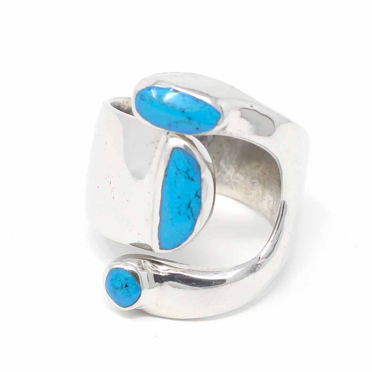 Alpaca Silver Wrap Ring, Turquoise - Size 8