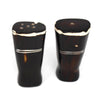 African Natural Bone Salt &amp; Pepper Shakers, White Etch Design on Dark