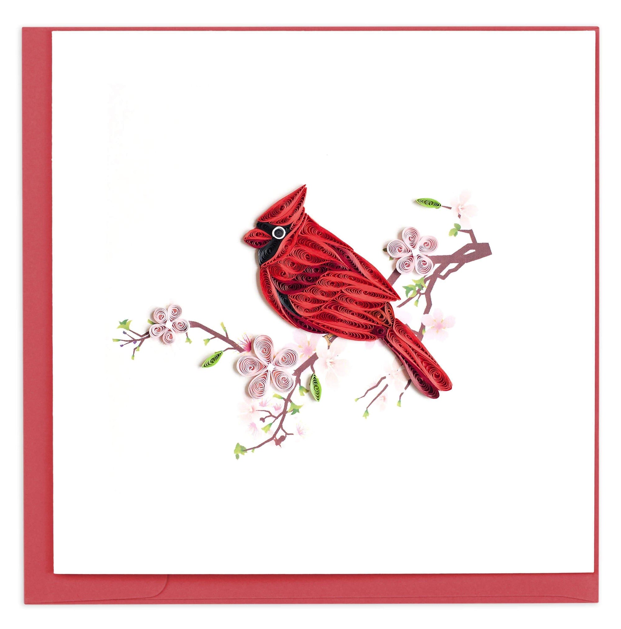 Cardinal Quilled Card - 6 x 6 square