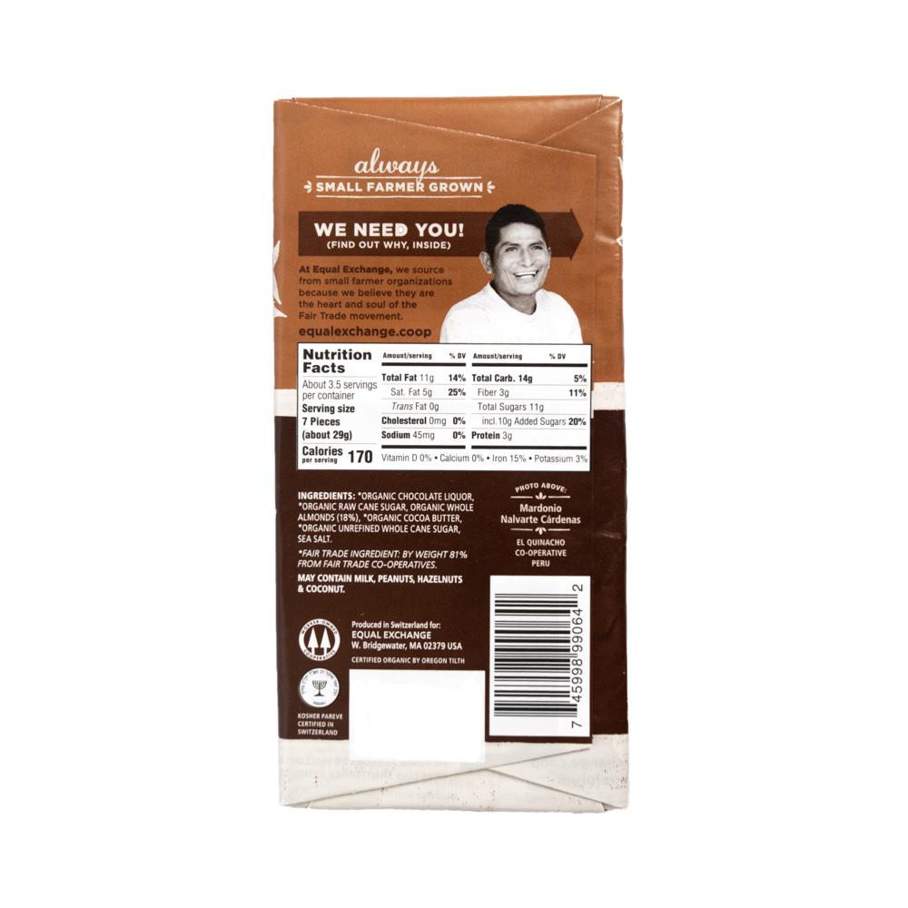 ORGANIC DARK CHOCOLATE ALMOND &amp; SEA SALT (55% CACAO) (IS)