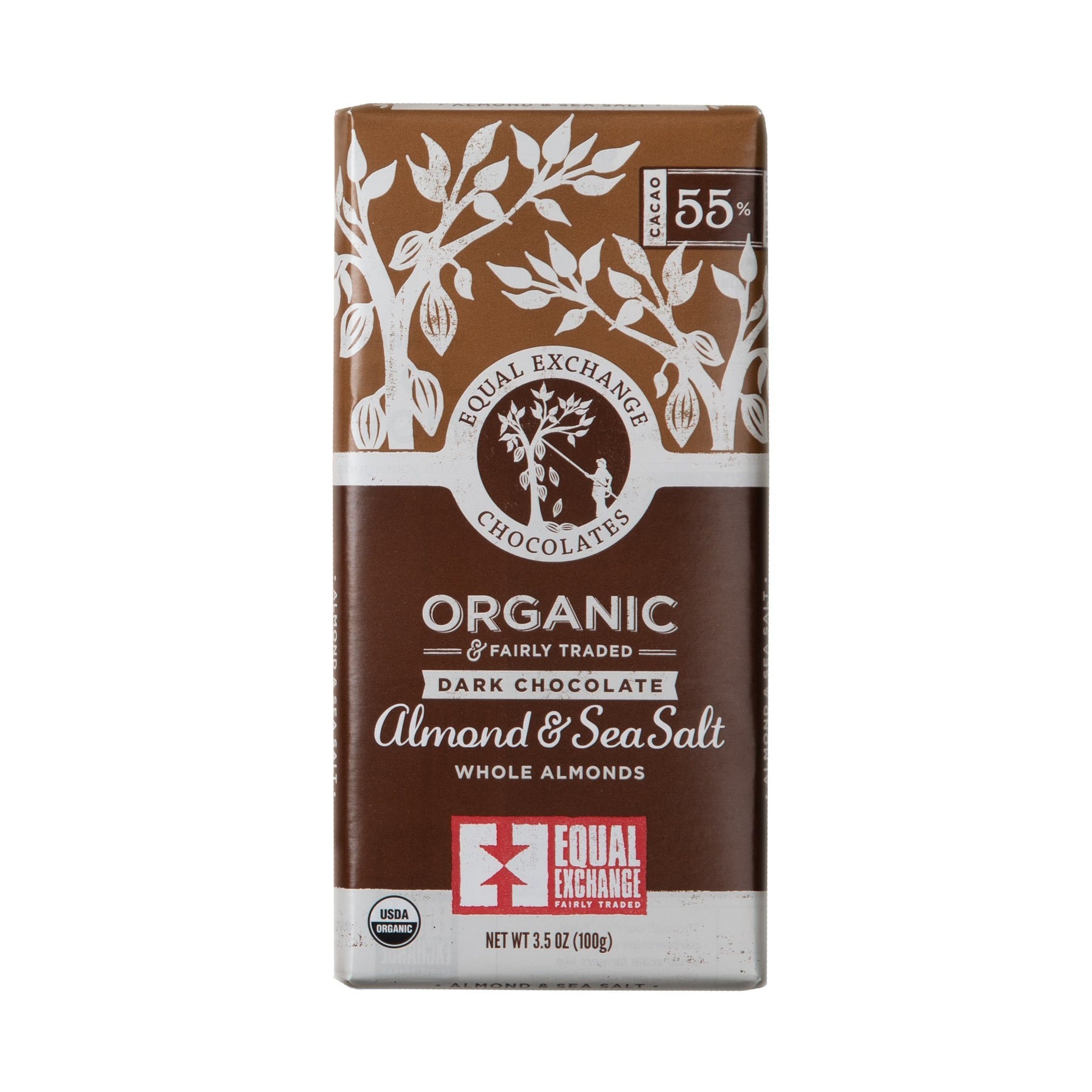 ORGANIC DARK CHOCOLATE ALMOND & SEA SALT (55% CACAO) (IS)