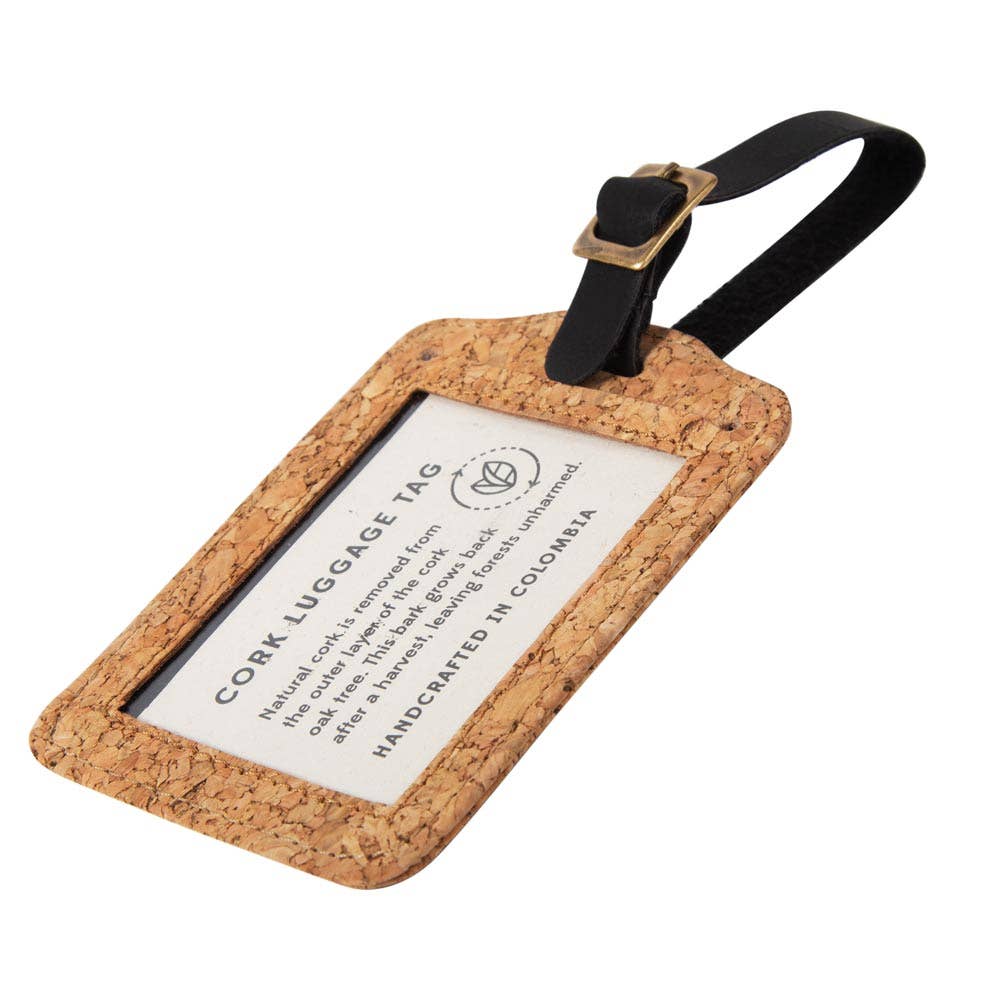 Cork and Leather Luggage Tag
