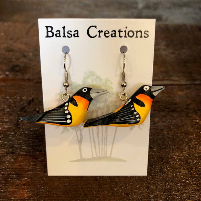 Northern Oriole Balsa Earrings
