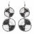 Maasai Bead Double Circle Dangle Earrings, White and Black