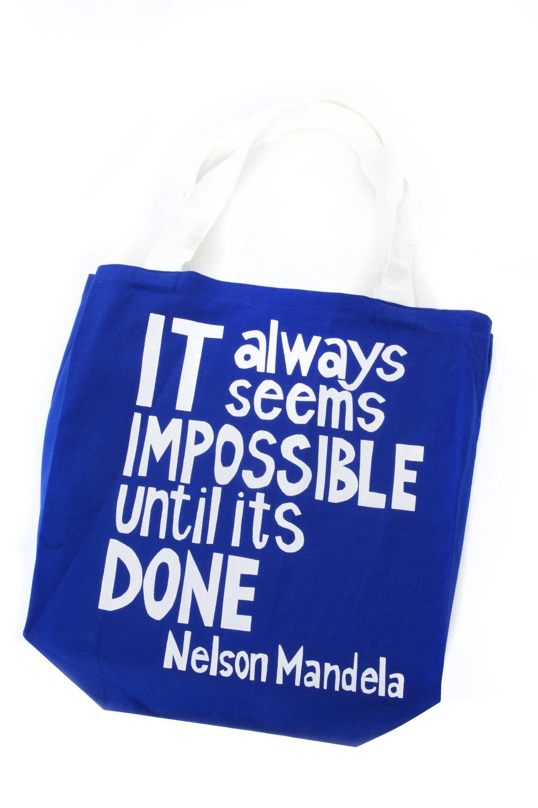 Blue Impossible Until Done Mandela Tote Bag