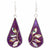 Fuschia with Abalone Petals Teardrop Earrings