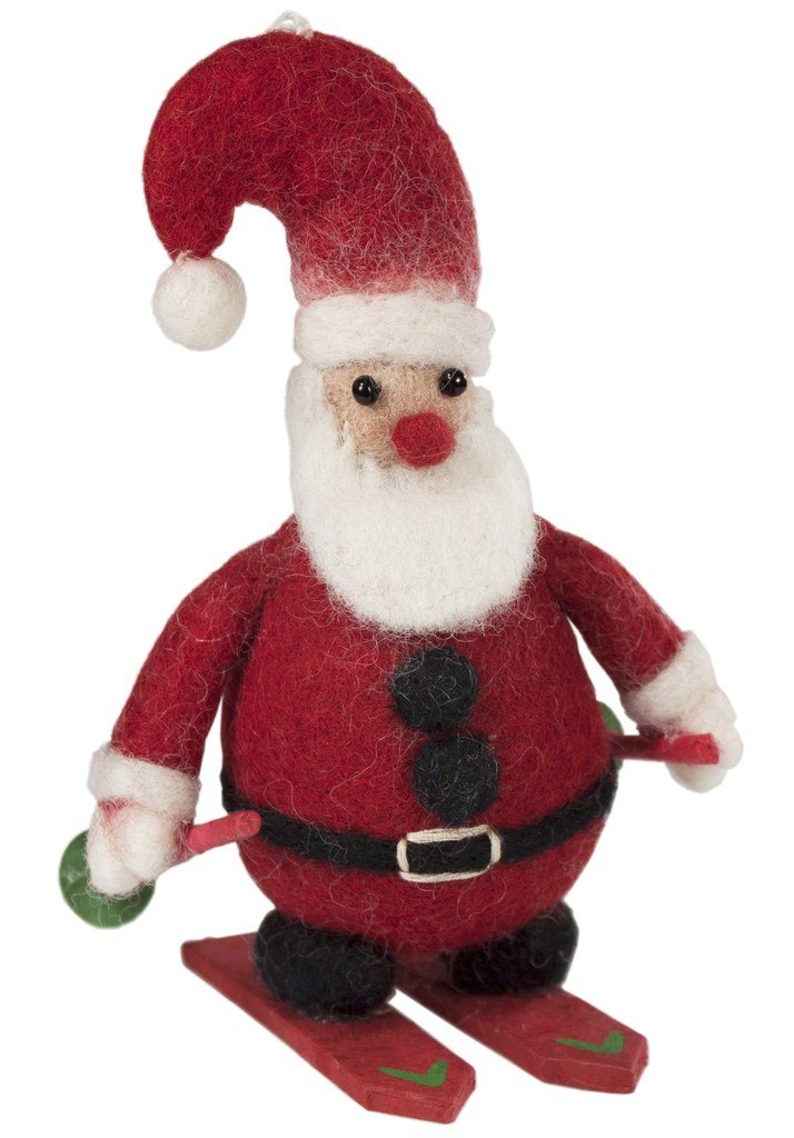 Skiing Santa Felt Ornament - Wild Woolies (H)