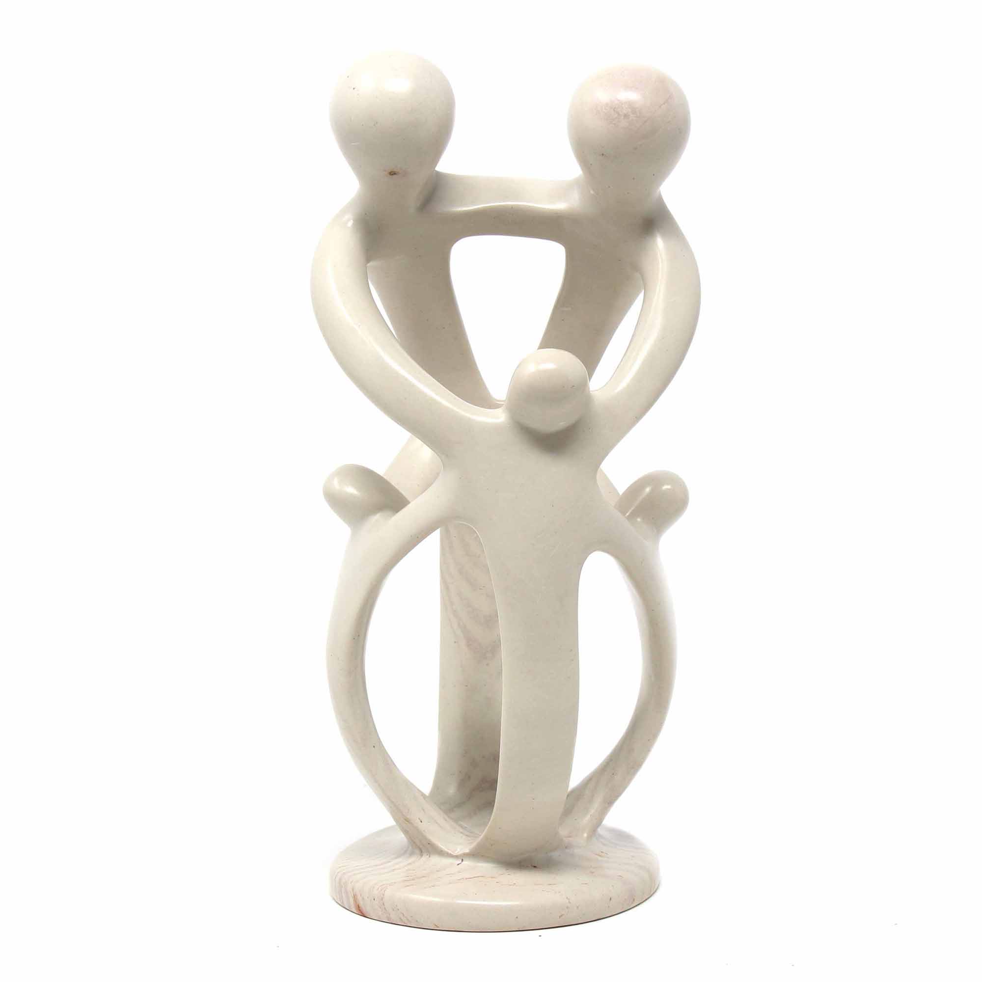 Natural 10-inch Tall Soapstone Family Sculpture - 2 Parents 3 Children - Smolart