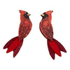 Cardinal Earrings carved from gourds in Columbia