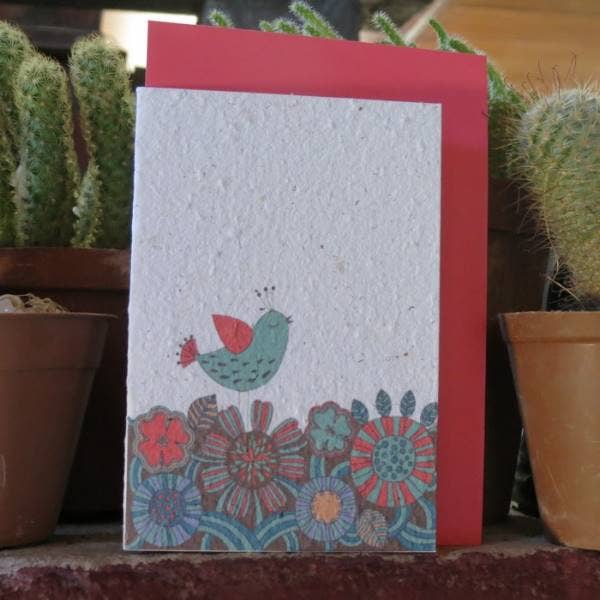 Growing Paper greeting card - Blue Bird (IS)