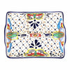 Handmade Pottery 9&quot; Divided Platter, Dots &amp; Flowers - Encantada