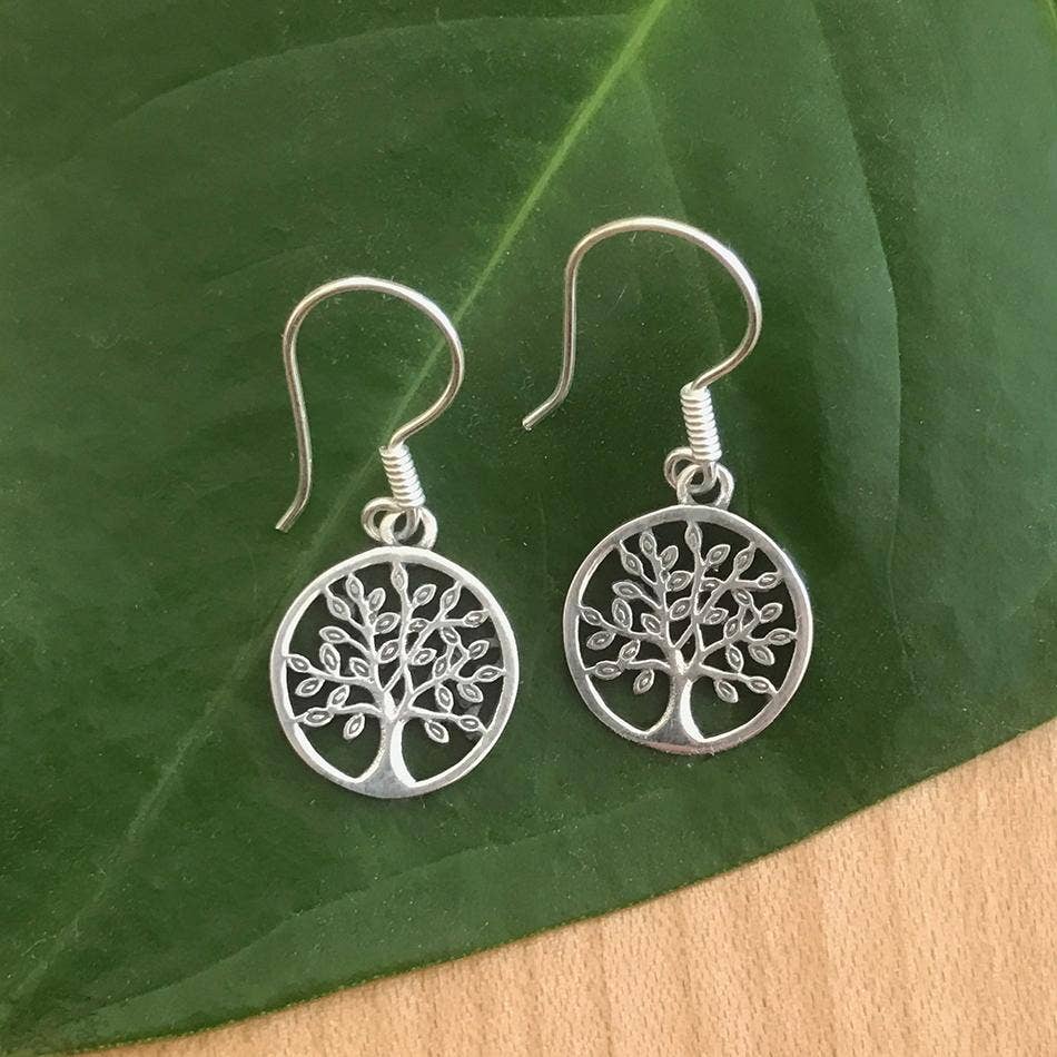 Tree of Life Earrings - Sterling Silver, Indonesia