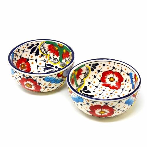 Half Moon Bowls - Dots and Flowers, Set of Two - Encantada