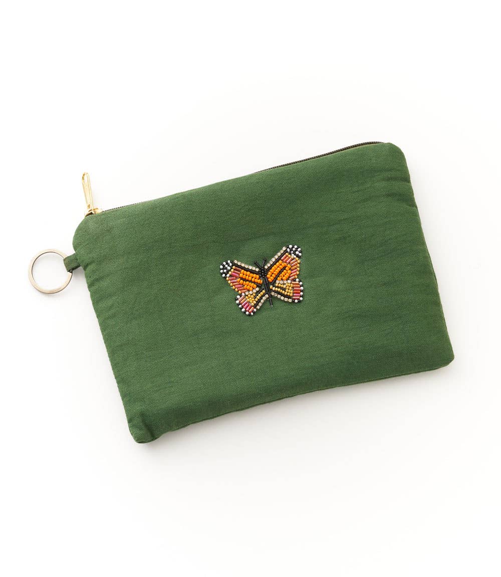 Bala Mani Zippered Pouch, Coin Purse, Wallet - Butterfly