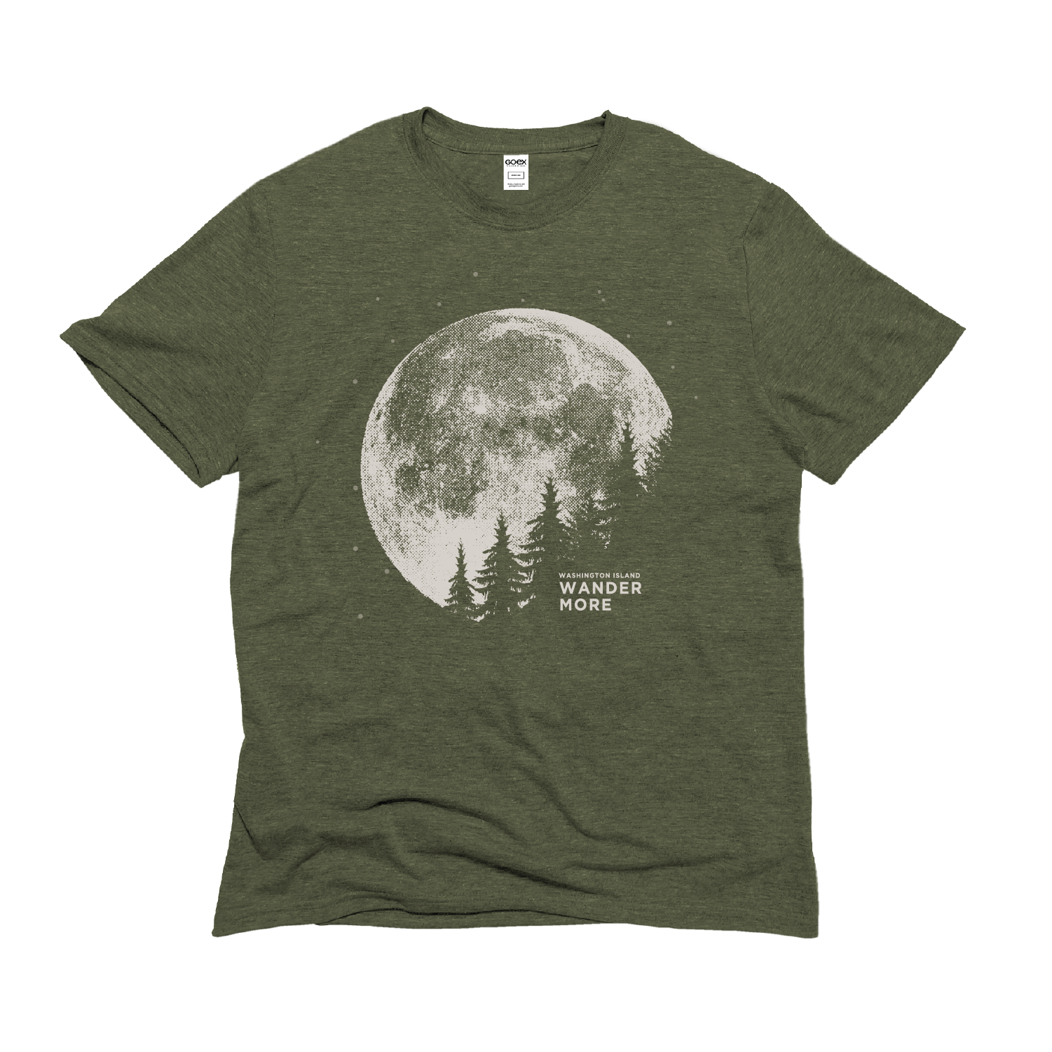 Wander More Short Sleeve Tee Unisex Triblend in light blue or olive (IS)